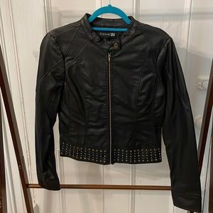 Studded Faux Leather Jacket
